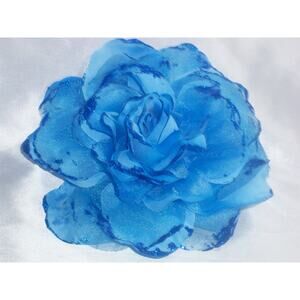 Blue flower hair pin, flower hair clip, big blue  blue bridal hair piece,